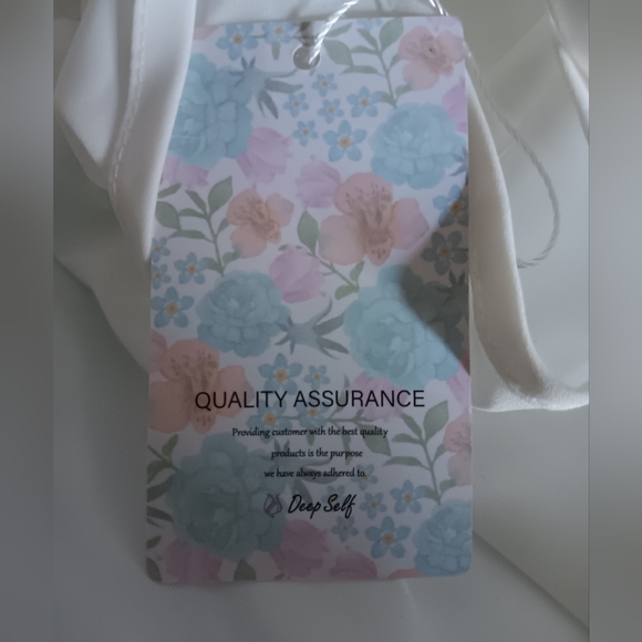 White Flowy, Open Shoulder "Deep Self" Dress - Picture 3 of 5